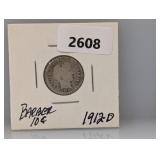 1912-D 90% Silv Barber Dime