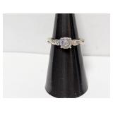 .925 Sterl Diamond Engagement Style Ring Sz 6