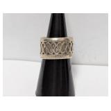 .925 Sterl Wide Swirl Band Sz 7