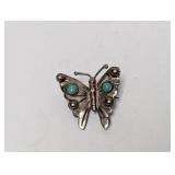 .925 Sterl Turquoise Butterfly Brooch