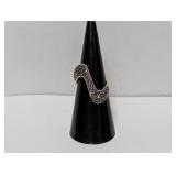 .925 Sterl Marcasite Swirl Ring Sz 6