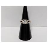 .925 Sterl Clear Stone Heart Ring Sz 5.5