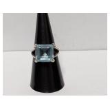 .925 Sterl Blue Stone Ring Sz 7.5