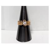 Vermeil/.925 Sterl Clear Stone Ring Sz 7