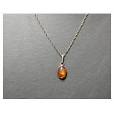 20" .925 Sterl Chain w/Amber Pendant
