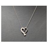 18" .925 Sterl Chain w/Clear Stone Heart Pendant