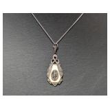 16" .925 Sterl Chain w/MOP Religious Pendant