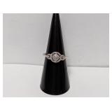 .925 Sterl Diamond Halo Ring Sz 7