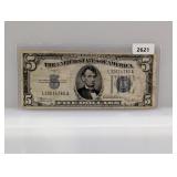 1934-B Blue Seal $5 Silver Certificate