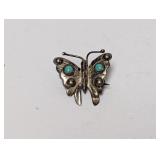 .925 Sterl Turquoise Butterfly Brooch