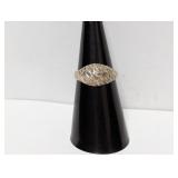 .925 Sterl Dome Diamond Cut Ring Sz 6
