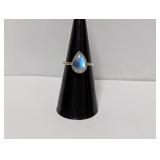 .925 Sterl Teardrop Moonstone Ring Sz 5.5