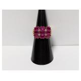 Vermeil/.925 Sterl Ruby & Diam Ring Sz 6