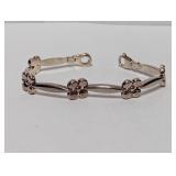 7" .925 Sterl Flower Bracelet