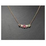 18" Vermeil/.925 Sterl Multi Gem & Diam Necklace