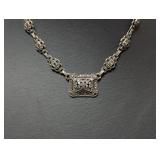 16" .925 Sterl Vtg Inspired Statement Necklace
