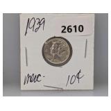 1939 90% Silv Mercury Dime