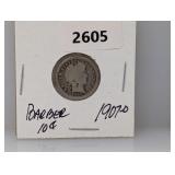 1907-O 90% Silv Barber Dime