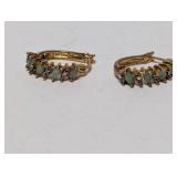 Vermeil/.925 Sterl Green Stone/Diam Earrings