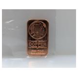 1oz .999 Copper Buffalo Art Bar