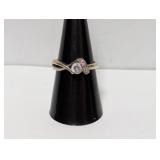 .925 Sterl Clear Stone Twisted Band Ring Sz 8