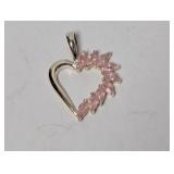 .925 Sterl Pink Stone Heart Pendant