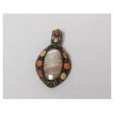.925 Sterl Oval Cabochon Multi Stone Pendant