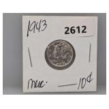 1943 90% Silv Mercury Dime