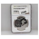NGC 1991-P PF69 Ultra Cam Korean War $1