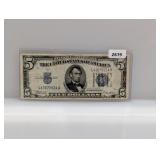 1934-B Blue Seal $5 Silver Certificate