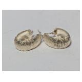 .925 Sterl Ribbed Hoop Earrings