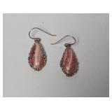 .925 Sterl Pink Teardrop Shape Earrings