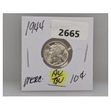1944 AU/BU 90% Silv Mercury Dime