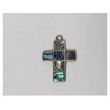 .925 Sterl Abalone Cross Pendant
