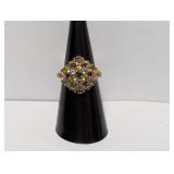 Vermeil/.925 Sterl Multi-stone Cluster Ring Sz 6