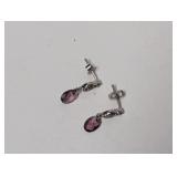 .925 Sterl Purple Stone Dangle Earrings