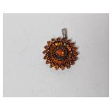.925 Sterl Orange Floral Pendant