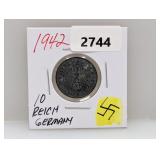 1942 German 10 Reichs pfennig