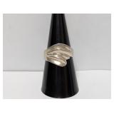 .925 Sterl Feathered Design Ring Sz 8