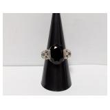 .925 Sterl Oval Blue Stone Ring Sz 8