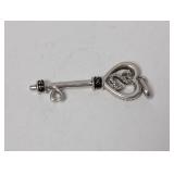 .925 Sterl Open Hearts Diamond Key Pendant