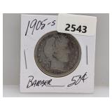 1905-S 90% Silv Barber Half $1 Dollar