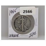 1945 90% Silv Walker Half $1 Dollar