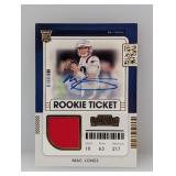 2021 Mac Jones Playoff RC Ticket Relic Auto RC