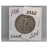 1918 90% Silv Walker Half $1 Dollar