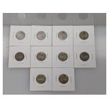 Lot (10) Mixed Date 35% Silv War Nickels