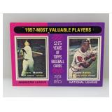 1975 Topps Baseball MVP Mantle/Aaron HOF Corners