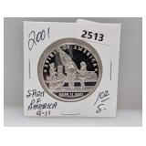 2001 1oz .999 Silv Spirit of America Round