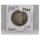 1908-D 90% Silv Barber Half $1 Dollar