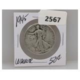 1945 90% Silv Walker Half $1 Dollar